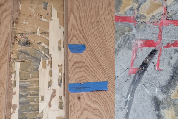 Ouverture sol pour réparation trame chauffante électrique